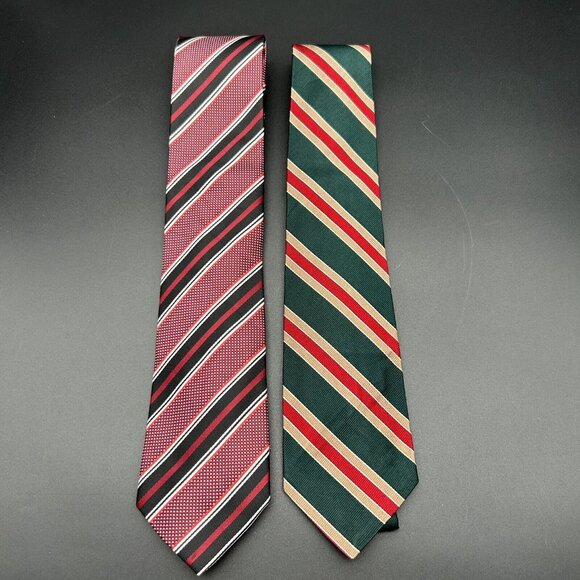 Lot of 6 Men's Neck Ties 55-58" Long 3" Wide Stripe Plaid Gray Purple Pink Black - Picture 4 of 10